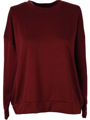 Trender 26YDT1000031 Bordo Kadın Sweatshirt Modal Basic O Yaka