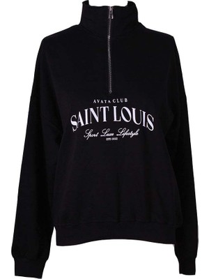 Trender Saınt Louıs Yarım Fermuar 2 Ip Siyah Kadın Sweatshirt 26YDT1000032