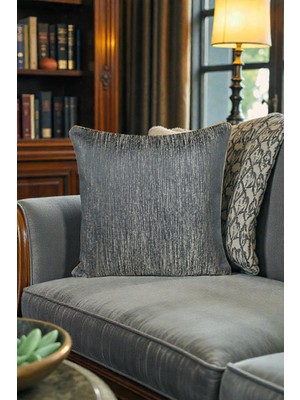 Visionario Kırlent Kılıfı Çizgili Desenli Jakarlı Dokuma Kumaş 45X45 Çift Taraflı Biyeli