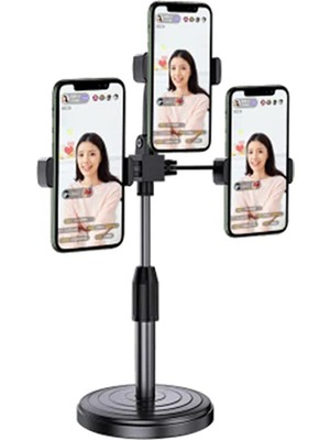 Sbusshop Ally Tripod Üçlü Telefon Tutucu Stand Youtuber Canlı Yayın Selfie Tiktok Makeup - SB001M-49UA4