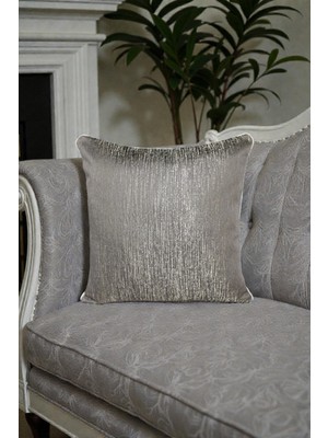 Visionario Kırlent Kılıfı Çizgili Desenli Jakarlı Dokuma Kumaş 45X45 Çift Taraflı Biyeli