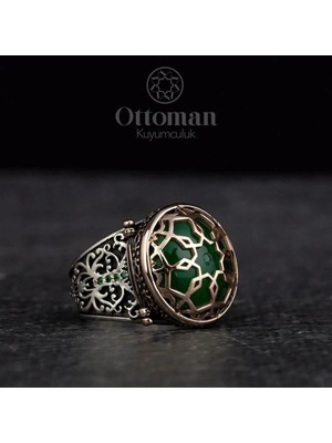 Design Ottoman Kuyumculuk Özel Tasarım Kafes Model Gümüş Erkek Yüzük