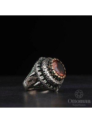 Design Ottoman Kuyumculuk Fatih Sultan Mehmet Zultanit Gümüş Erkek Yüzük