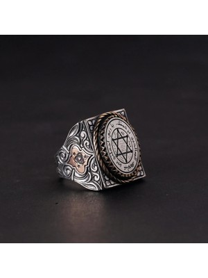 Design Ottoman Kuyumculuk Dikdörtgen Süleyman Mührü Gümüş Erkek Yüzük