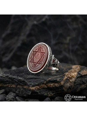 Design Ottoman Kuyumculuk Akik Taşlı Gümüş Erkek Yüzük