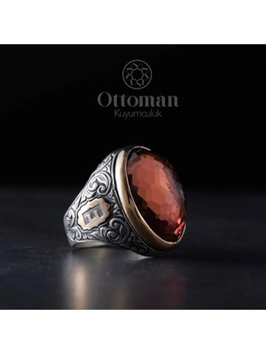 Design Ottoman Kuyumculuk Kişiye Özel Gravürlü Zultanit Taşlı Gümüş Erkek Yüzük