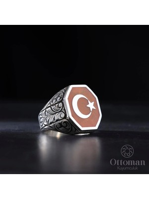 Design Ottoman Kuyumculuk Ay Yıldız Gümüş Erkek Yüzük