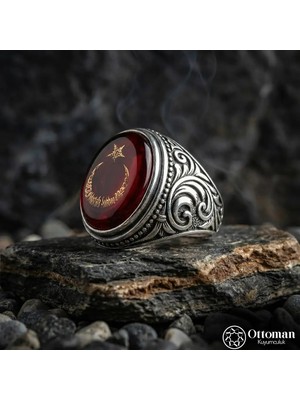 Design Ottoman Kuyumculuk Isimli Ay Yıldız Gümüş Erkek Yüzük