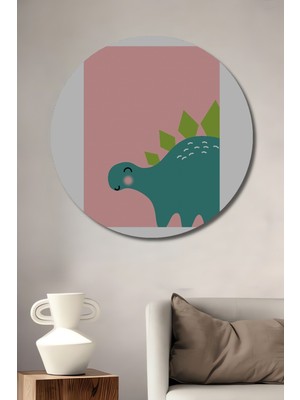Teona Ahşap Dekoratif Ahşap Yuvarlak Tablo Şirin Dinozor