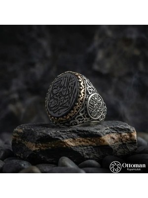 Design Ottoman Kuyumculuk Akik Taşlı Gümüş Erkek Yüzük