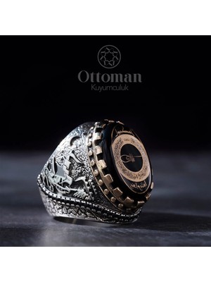 Design Ottoman Kuyumculuk Fetih 1453 Istanbul Yazılı Gümüş Erkek Yüzük
