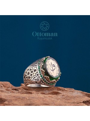 Design Ottoman Kuyumculuk Manisküllü Vav Elif Yazılı Gümüş Erkek Yüzük