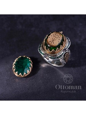 Design Ottoman Kuyumculuk Füsunkar Çerkez Bayrağı Model Gümüş Erkek Yüzük