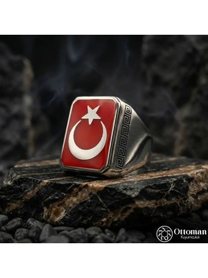 Design Ottoman Kuyumculuk Ay Yıldız Gümüş Erkek Yüzük