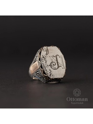 Design Ottoman Kuyumculuk Harf Tasarımlı Gümüş Erkek Yüzük