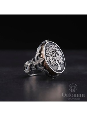 Design Ottoman Kuyumculuk Soy Ağacı Isimli Gümüş Erkek Yüzük