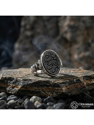 Design Ottoman Kuyumculuk Hat Yazılı Gümüş Erkek Yüzük