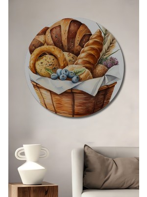 Teona Ahşap Dekoratif Ahşap Yuvarlak Tablo Ekmek Sepeti
