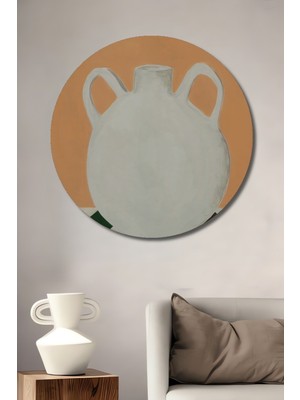 Teona Ahşap Dekoratif Ahşap Yuvarlak Tablo Beyaz Sürahi