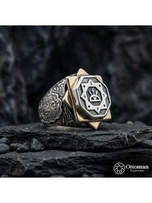 Design Ottoman Kuyumculuk Oğuz Kağan Mührü Gümüş Yüzük