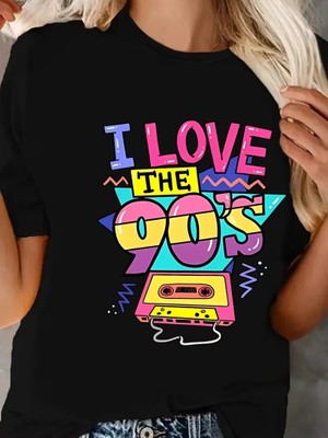 Eymora 90'lar Seviyorum Grafik Baskılı Tişort