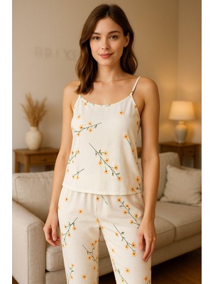 AK-SA-STR Papatya Desenli Ultra Kaliteli Kadın Pijama Takımı