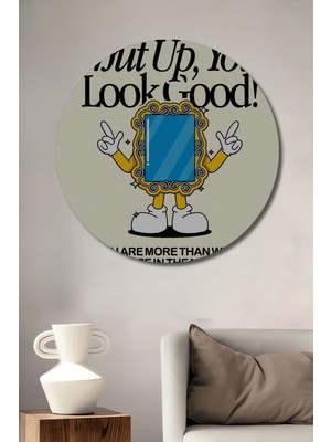 Teona Ahşap Dekoratif Ahşap Yuvarlak Tablo Ayna ve Mesaj