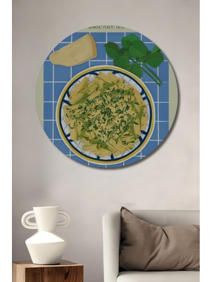 Teona Ahşap Dekoratif Ahşap Yuvarlak Tablo Makarna Pesto