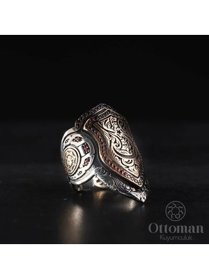 Design Ottoman Kuyumculuk Ay Yıldız Zihgir Model Gümüş Erkek Yüzük