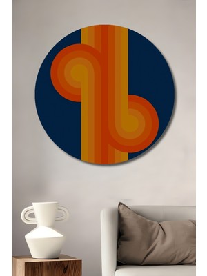 Teona Ahşap Dekoratif Ahşap Yuvarlak Çerçeve Görünümlü Tablo Retro Geometri