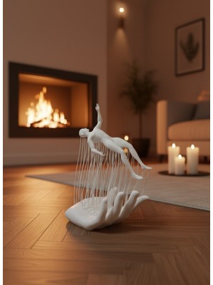 Bodrum Ekipman Dekoratif El Üzerinde Insan Figürü Beyaz Minimal Sanatsal Biblo - ER001Y-53JQ87