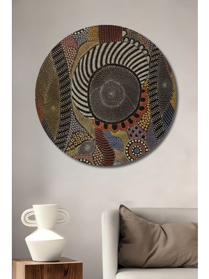 Teona Ahşap Dekoratif Ahşap Yuvarlak Tablo Soyut Desenler