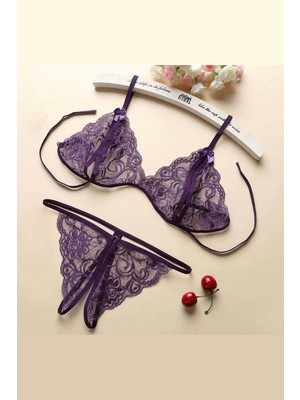 Beruflic Miss Kadın Mor Dantelli Sütyen Külot Takımı Brf