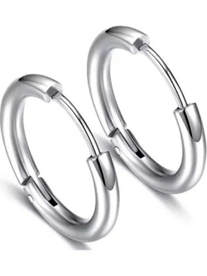 Jaida Moda Unisex 316L Cerrahi Çelik Gümüş Renk Halka Küpe