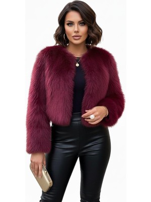 Bisiklet Yaka Uzun Kollu Kürk Mont