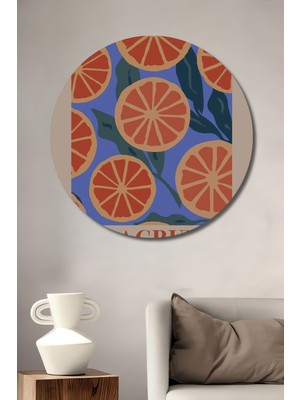 Teona Ahşap Dekoratif Ahşap Yuvarlak Tablo Portakal Desen