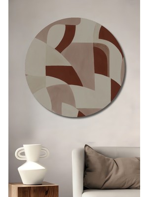 Teona Ahşap Dekoratif Ahşap Yuvarlak Tablo Soyut Şekiller