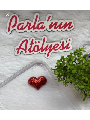 Parla'nın Atölyesi 0-3 Yaş Az Saçlı ve Saçsız Bebek Tokası Kırmızı Simli Kalp