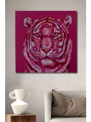 Teona Ahşap Dekoratif Ahşap Dikdörtgen Tablo Pembe Kaplan