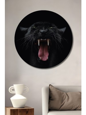 Teona Ahşap Dekoratif Ahşap Yuvarlak Tablo Siyah Panter