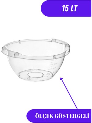 Loremp Şeffaf Badya Leğen Ölçek Göstergeli 15 Lt