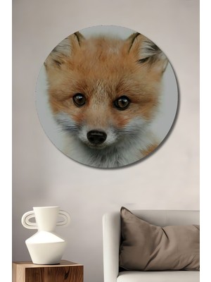 Teona Ahşap Dekoratif Ahşap Yuvarlak Tablo Sevimli Tilki