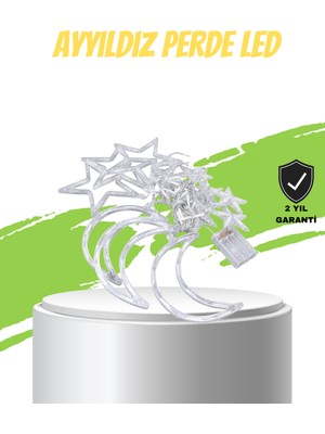 MegaSepet Yıldız ve Ay Figürlü Pilli Perde LED Romantik Dekoratif Işık - ME001W-51SDX9