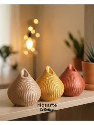 Mosarte Damla Formlu Modern Dekor Vazosu 3D Doku Yüzeyli 3'lü