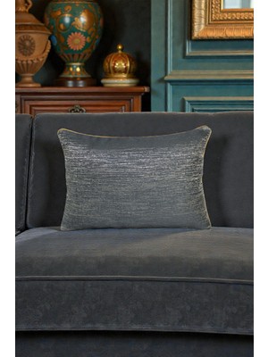 Visionario Kırlent Kılıfı Çizgili Desenli Jakarlı Dokuma Kumaş 35X50 Çift Taraflı Biyeli