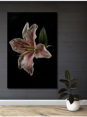 Teona Ahşap Dekoratif Ahşap Dikdörtgen Tablo Pembe Zambak