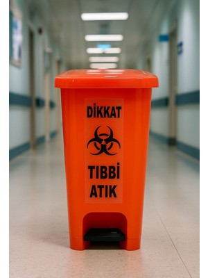 Loremp Tıbbi Atık Kutusu 10 Lt Pedallı Çöp Kutusu Turuncu Renk