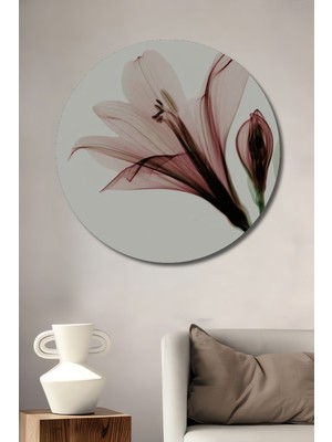 Teona Ahşap Dekoratif Ahşap Yuvarlak Tablo Şeffaf Çiçek