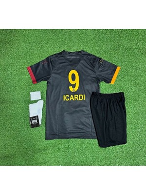 Candy Cup G'â.l.a.t.â.s.a.r.â.yy 2024/25 Yeni Sezon Siyah M.a.u.r.o I'c'a'r'd'i Özel Çocuk Forması 4'lü Set