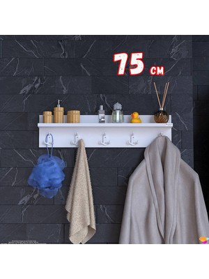 Modilayn Kedi Serisi 5’li Banyo Askısı Seti | 71,4X18 cm 15 Kancalı Raflı Düzenleyici Yer Tasarrufu